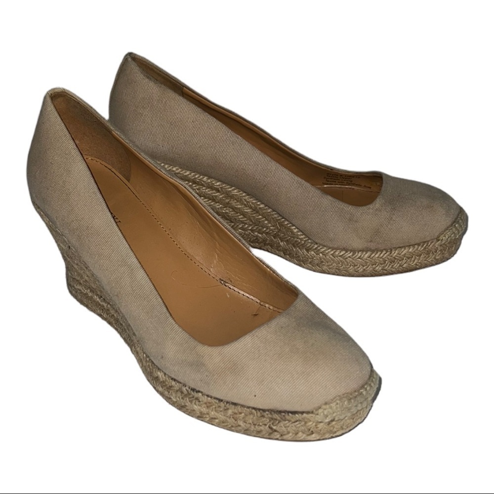 J Crew Beige Espadrille Wedges